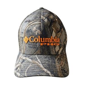 Columbia PHG Camo Hat L/XL Flexfit Hunting Cap Orange Logo Outdoor